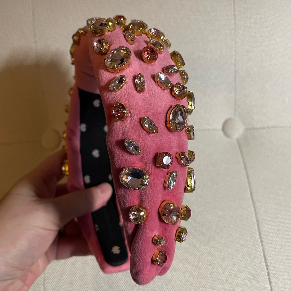Lele Sadoughi Pink and Gold Embellished Headband